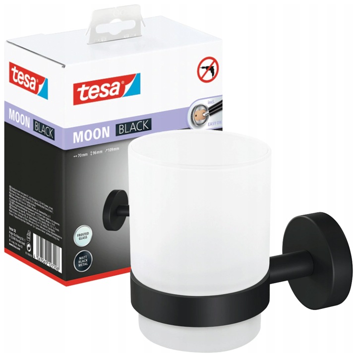 Koupelnový držák Samolepicí Tesa Moon Black Hrnek na kartáčky