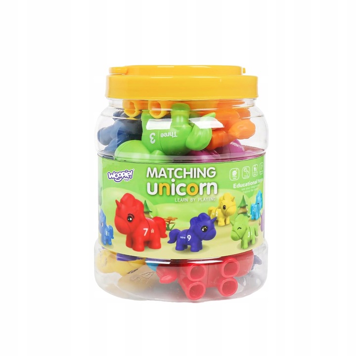 FIGURKI MONTESSORI JEDNOROŻCE SORTER NAUKA LICZB KOLORY DO SKŁADANIA WOOPIE Minimalny wiek dziecka 3