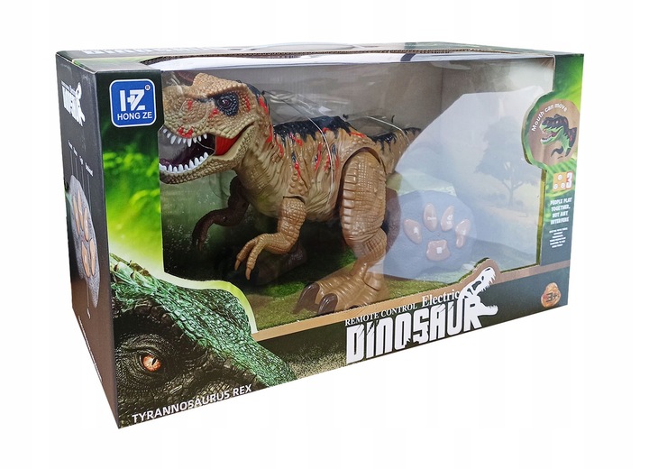 DINOSAUR CONTROLLED BY REMOTE CONTROL FOR CHILDREN T-REX RC WALKS ROARING DANCES LED Product width 39 cm