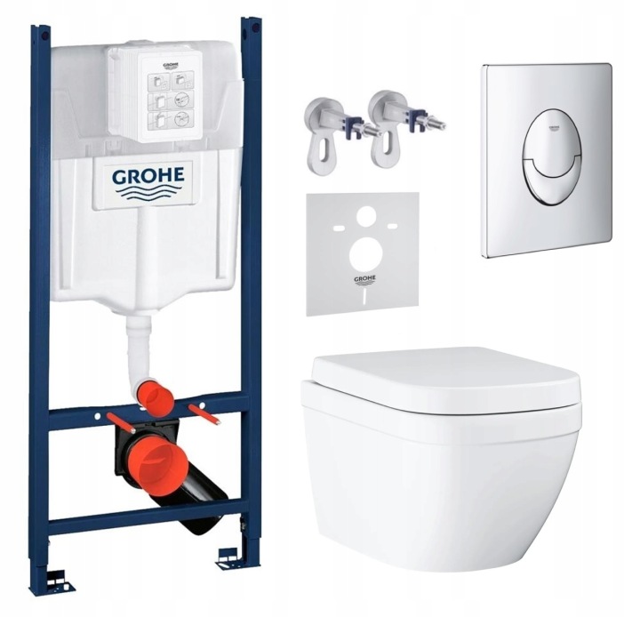 Podomítkový Wc set Stelaz s Wc mísou Grohe Euro Ceramic Tlačítko