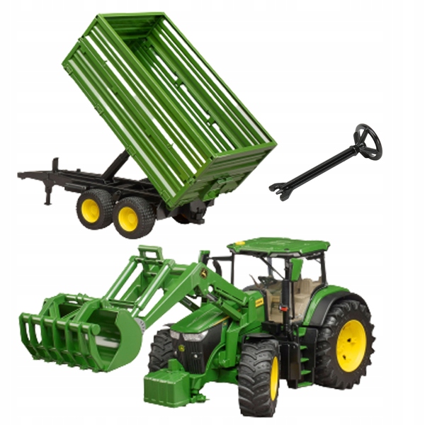 Bruder 03155 Трактор John Deere 7R 350 з навантажувачем фронтальним і причепом — фото 6