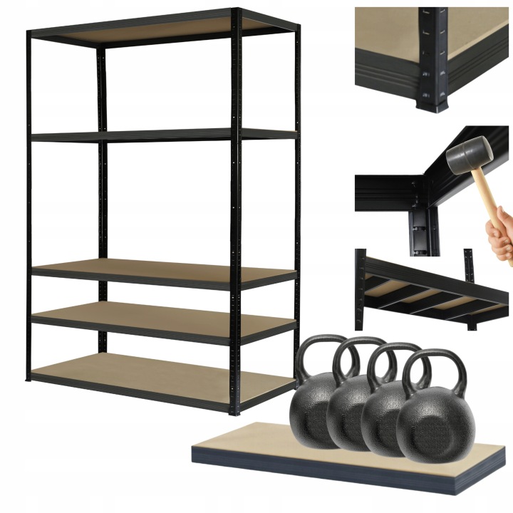 Kovový regál Black Premium stojan Helios 180x90x45 cm 5Px400 kg Trvanlivý