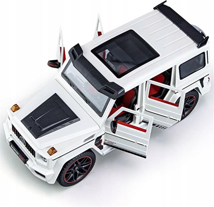 MERCEDES BRABUS G800 металевий 1:24 вогні звук диск білий чорний — фото 3
