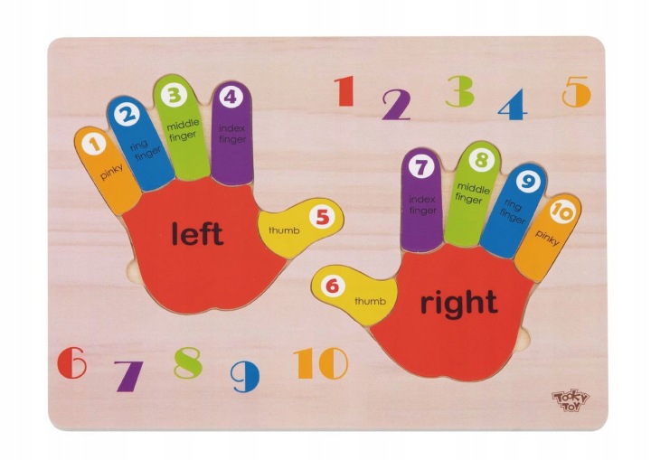EDUKACYJNA DREWNIANA UKŁADANKA RĄCZKI NAUKA LICZENIA TOOKY TOY