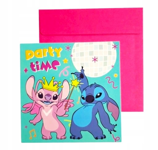 Запрошення з Конвертами STITCH & ANGEL Lilo Disney День народження Вечірка 6 шт. — фото 3