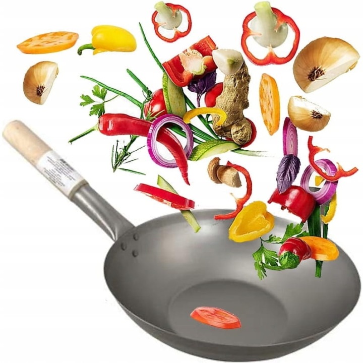 Čínská pánev Wok Ocel Průměr 15 palců 38 Cm Ploché Dno H&s