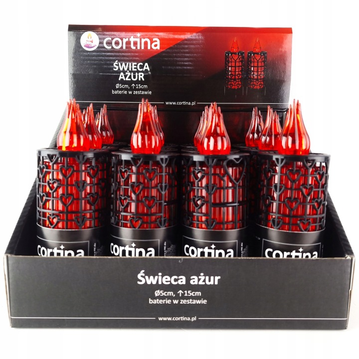 Led Svíčka Černá Ažurová Do Svíčky Dekorativní Vložka Červená Aa R6 12 Ks