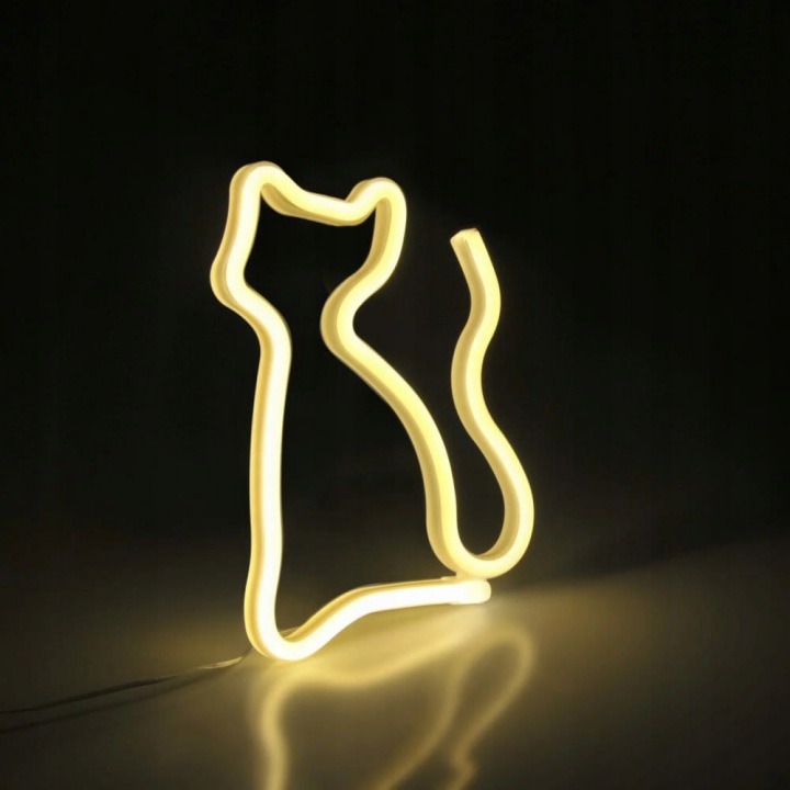 Нічник дитячий неон кіт прикраса LED теплий білий/ рожевий USB батарейки — фото 6