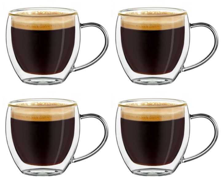 Lux Značkové 4x Sklenice S Dvojitou Stěnou Nafukovací Sklo 100 ml Espresso Cr