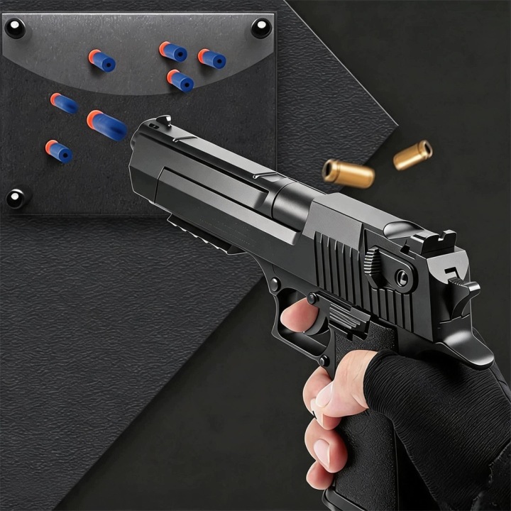 PISTOLET ZABAWKOWY DESERT EAGLE чорний магазин патрони поролонові від 5 років — фото 2