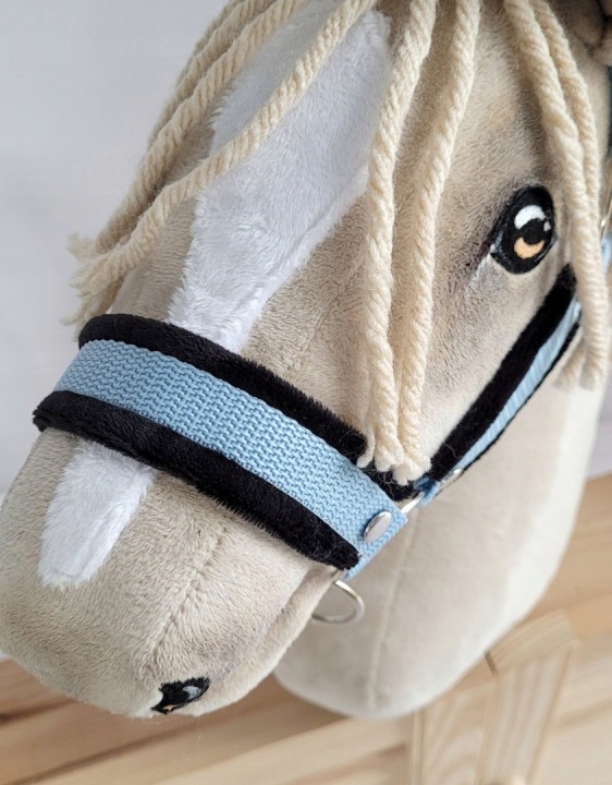 Недоуздок регульований для коня Hobby Horse A3 блакитний з чорним хутром — фото 2