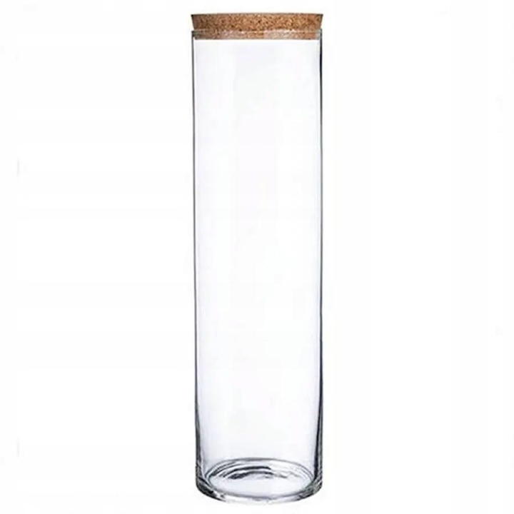 Skleněná váza válec H-60 cm D-15 cm s korkem