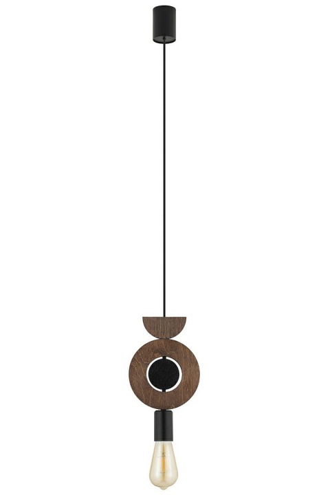 Závěsná lampa Drops Wood D Černá Hnědá 1xE27 Stropní Svítidlo Pokoj Dům