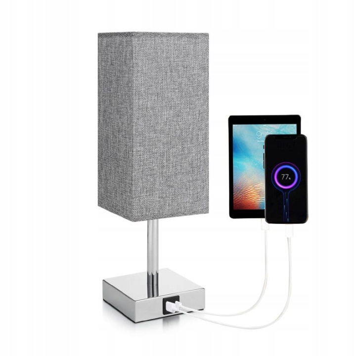 Stolní lampa Emma Sq E14 2xUSB