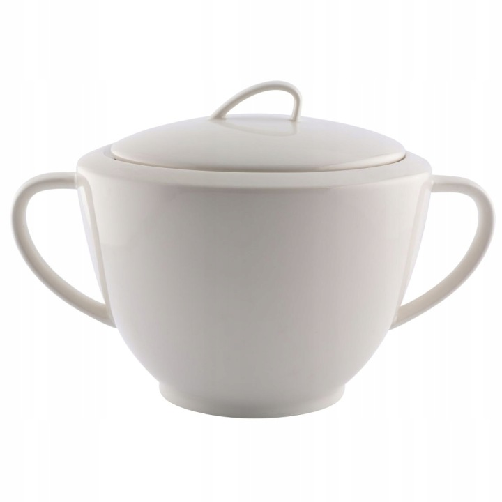 Váza s víkem 2,5 l na polévku z vývaru, porcelánová mísa MariaPaula Nova Ecru