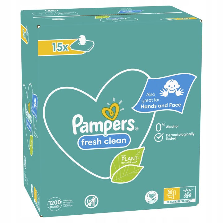 PAMPERS серветки вологі FRESH & CLEAN для дітей набір 15 x 80 шт.