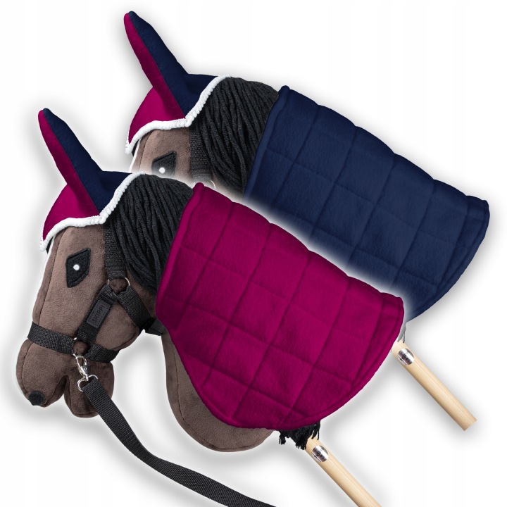 Попона двостороння і навушники Skippi для Hobby Horse - фуксія і темно-синій