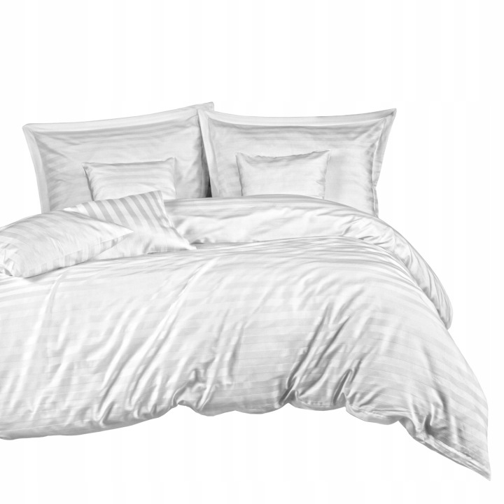 Povlečení bambusovo-bavlněný satén Stripe White 220x200, jednobarevná bílá barva