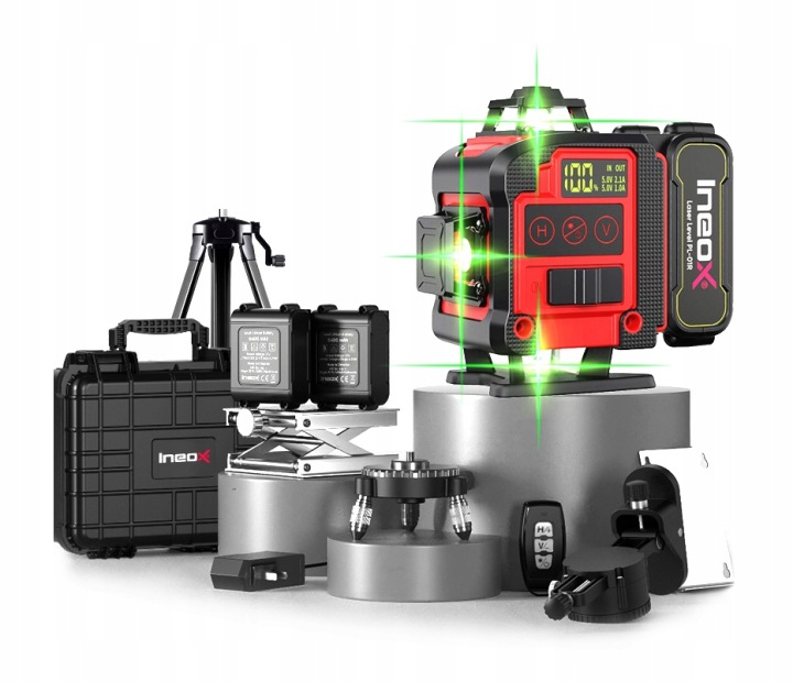 Křížový laser 4D 360 Laserová rovinná vodováha Stativ Zámek PL01R