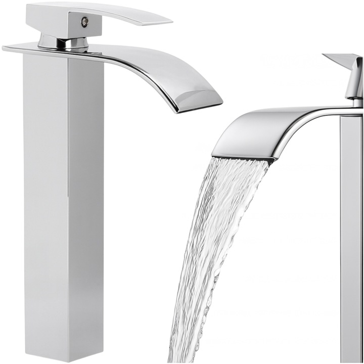 Umyvadlová Stojánková Baterie Vysoká Koupelnová Chromová Baterie Waterfall Vodopád