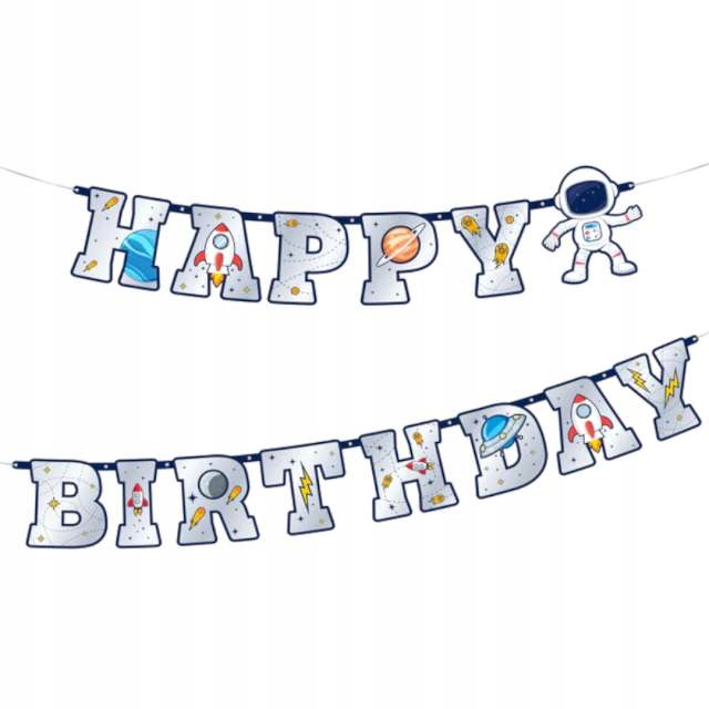 Гірлянда на день народження HAPPY BIRTHDAY космос банер