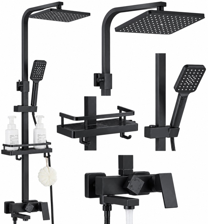 Sprchový Set Dešťová sprcha Tryska Sprchová Hlavice Sprcha Černá
