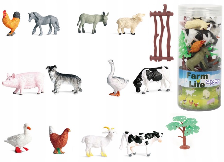 ZESTAW FIGURKI ZWIERZĘTA FARMA POJEMNIK XXL WOOPIE
