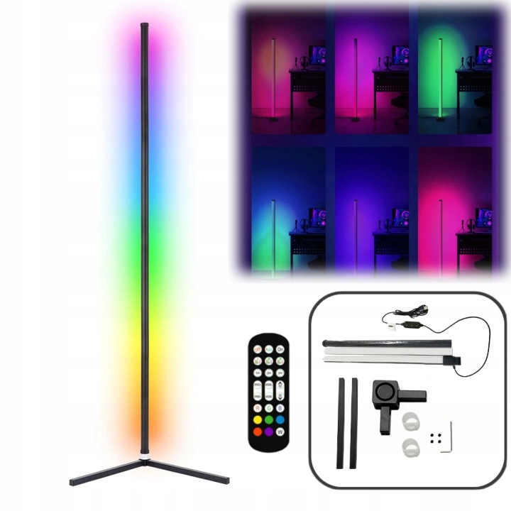 Led Podlahová Lampa Rgb 10W Stmívatelná Barevná Stojací Lampa