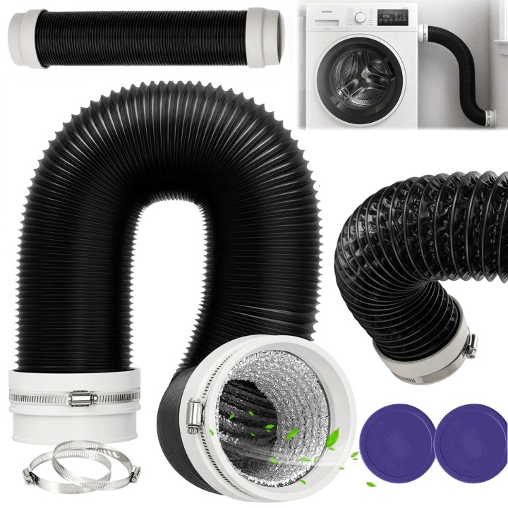 Ventilační kabel 3 palce Flexibilní pro teplý vzduch, černý, 5 m