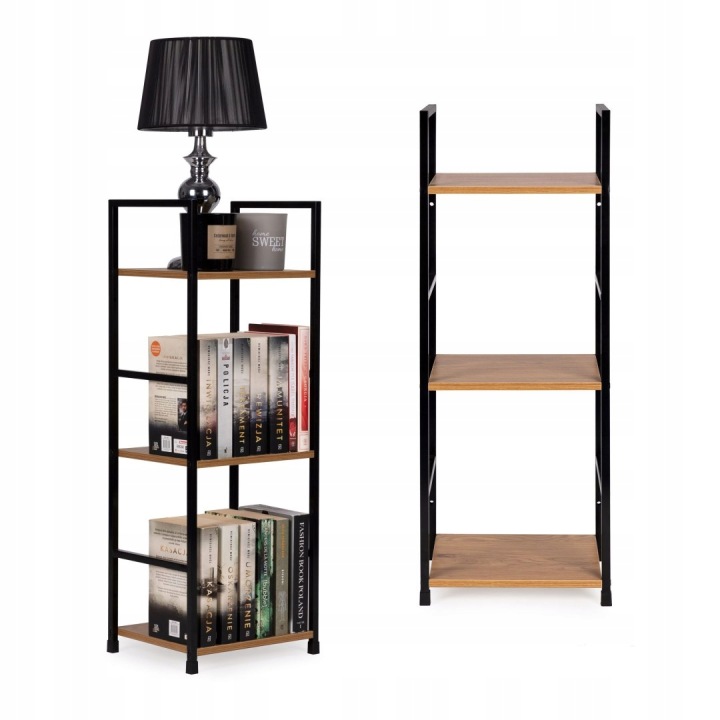 Dřevěný regál s moderním kovovým rámem Loft, 3 police ModernHome ModernHome