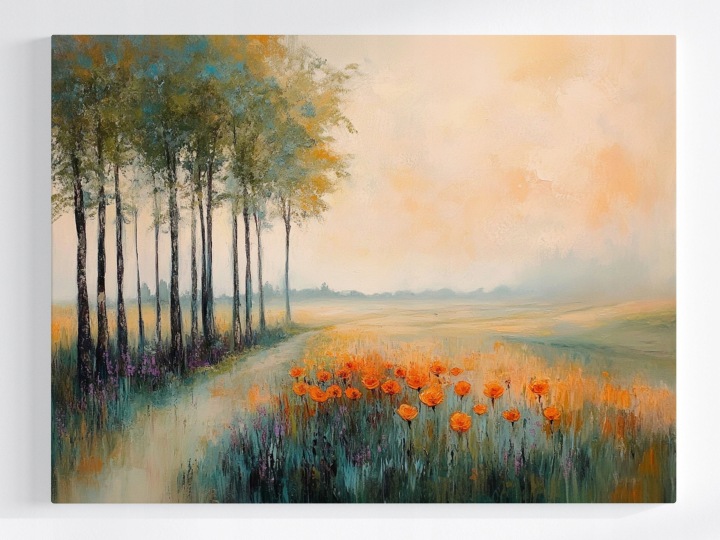 Plakát Krajina Venkovní Krajina Květiny Máky Stromy 100x75