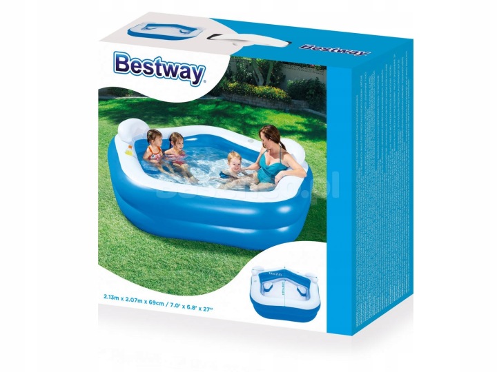 Bestway Басейн Надувний Сімейний з Сидіннями 213x206x69 см для Саду, Великий (виставковий) — фото 7