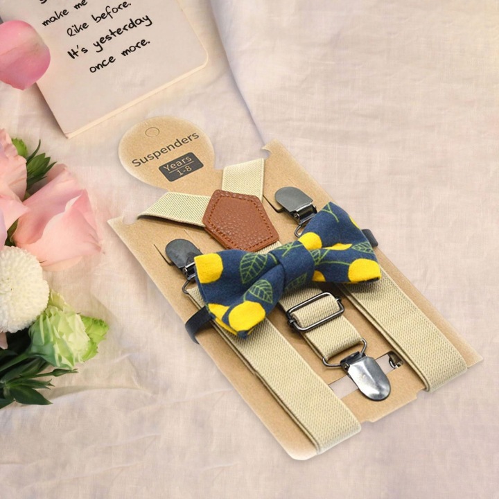Kids Suspender Bowtie Набір Одяг Аксесуари для Formal Special Бежевий — фото 3