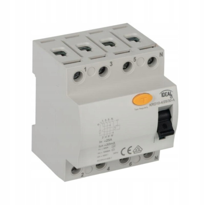 Proudový spínač KRD10 4P 25A 30mA A Ideal