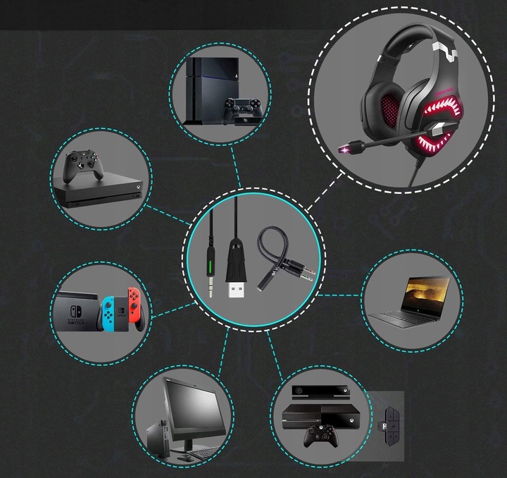 LED GAMING HEADPHONES WITH MICROPHONE FOR GAMERS Color black