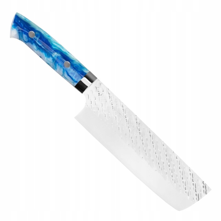 Takeshi Saji Strix Blue Acrylic Ručně kovaný japonský ostrý Nůž Nakiri 17 cm