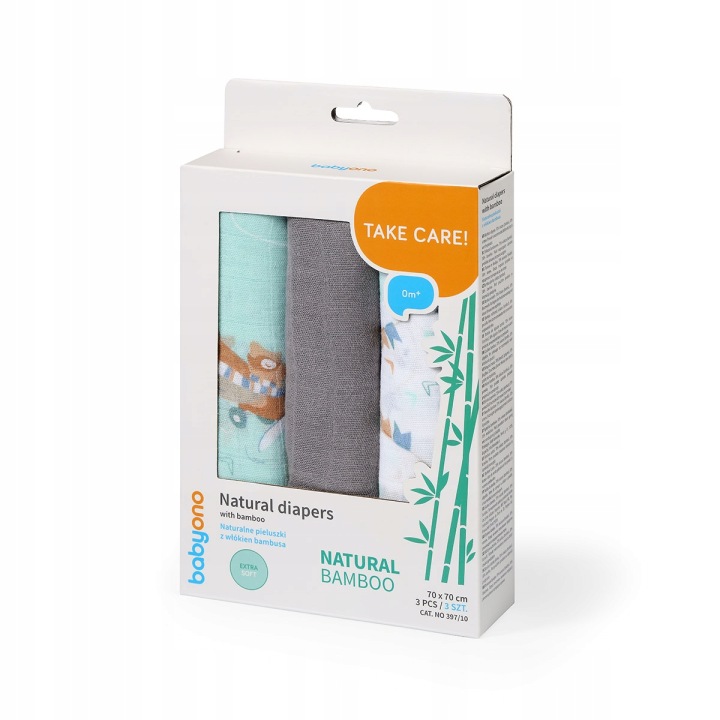 BabyOno extra soft Пелюшка бамбукова набір 3 шт. Натуральні 70x70 см — фото 2