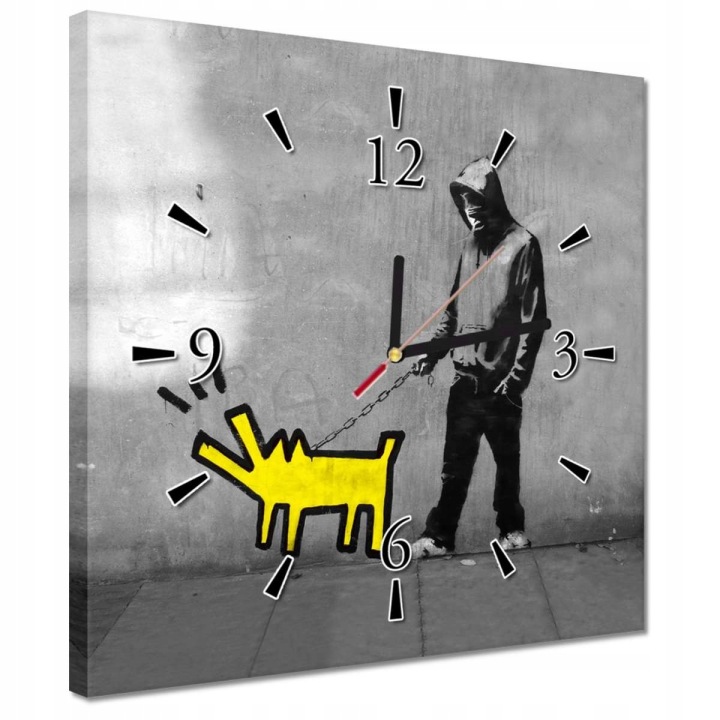 Hodiny 30x30 Žlutý pejsek Banksy Lol