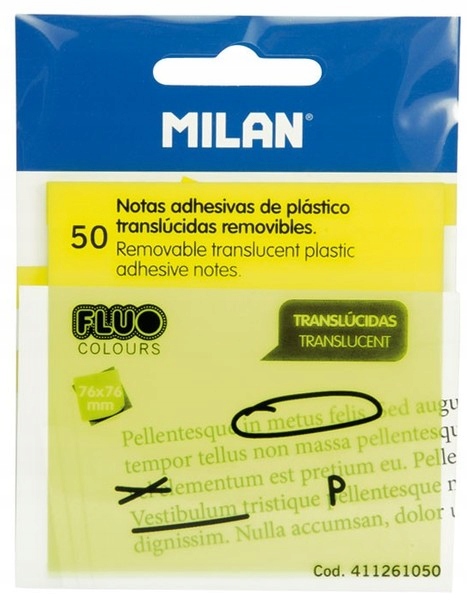 Стікери самоклеючі Milan FLUO прозорі жовті 76x76, 50 шт. — фото 2