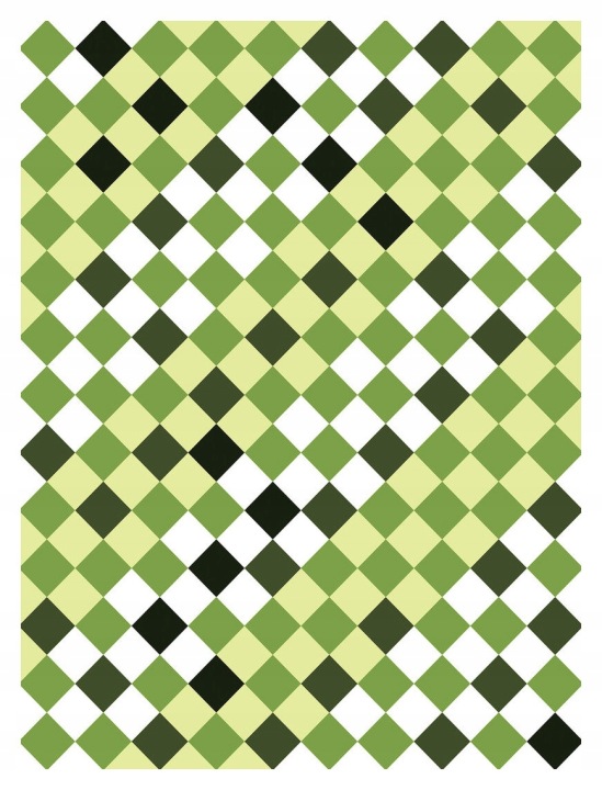 Tapeta Geometrické kosočtverce mozaika abstrakce zeleno-bílo-černá 206x275