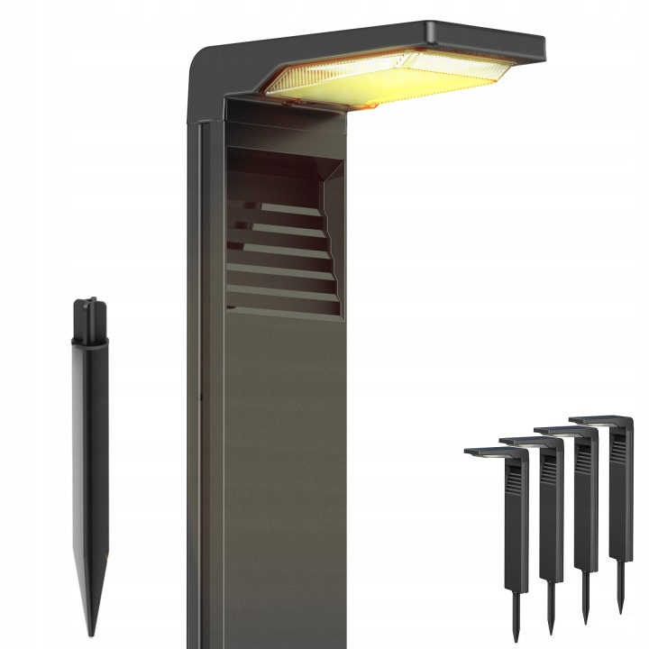 4ks Solární zahradní lampa Stojící sloupek 57 cm IP64 Senzor