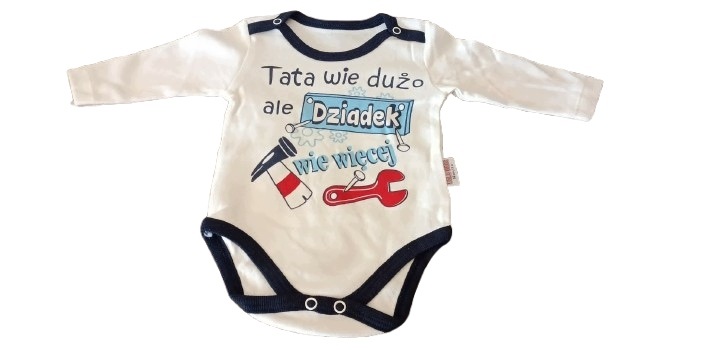 Body niemowlęce długi rękaw Tata wie dużo ale dziadek wie więcej — zdjęcie 3