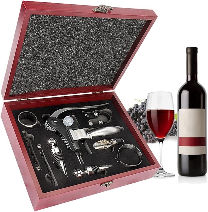 Sada Na Víno Premium Vývrtka Otvírák Na Láhve Dávkovač Teploměr Box