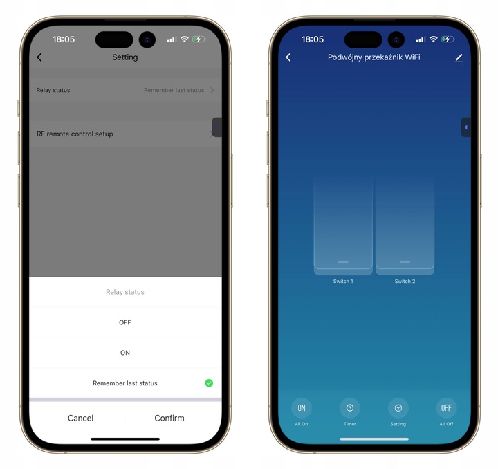 DWUKANAŁOWY PRZEKAŹNIK DOPUSZKOWY MODUŁ PODWÓJNY WŁĄCZNIK TUYA WIFI 16A 2CH