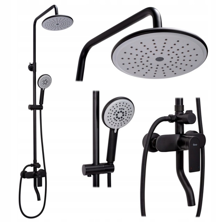 Sprchový set s baterií 150mm Verso černá (REA-P9145) /sm/