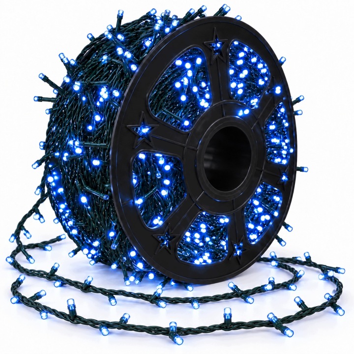 Vánoční Osvětlení Na Stromeček 1000 Led 60 m Modré Flash IP44 Silný kabel na cívce
