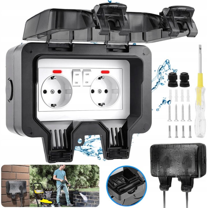 Dvojitá Venkovní Zahradní Zásuvka Vodotěsná Elektrická Zásuvka IP66