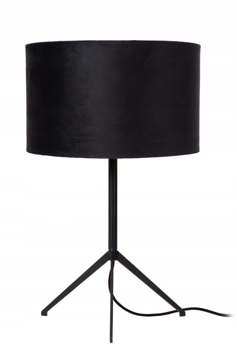 Stolní lampa černá, sametové stínítko, trojnožka do ložnice obývacího pokoje Lucide