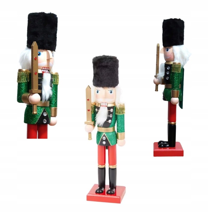 Louskáček dřevěná vánoční figurka 35,5 cm Voják zelený