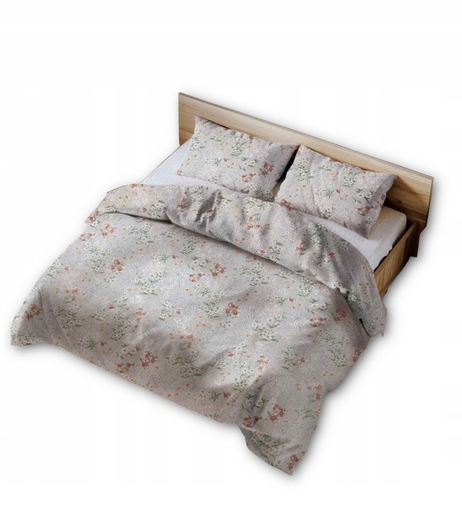 Krepové povlečení 180x200 šedá pudrová krémová květina vintage